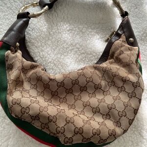 Brown and Green Patterned shoulder Bag